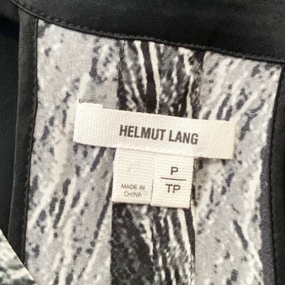 Helmet Lang 100% Silk Method Cutout Shift Dress Black Gray Marble Print P XS - Picture 10 of 12